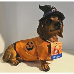 Cute Dachshund doxie in Halloween Costume Humane Society figurine